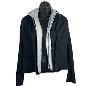 Timing black jacket with gray trim and hoodie